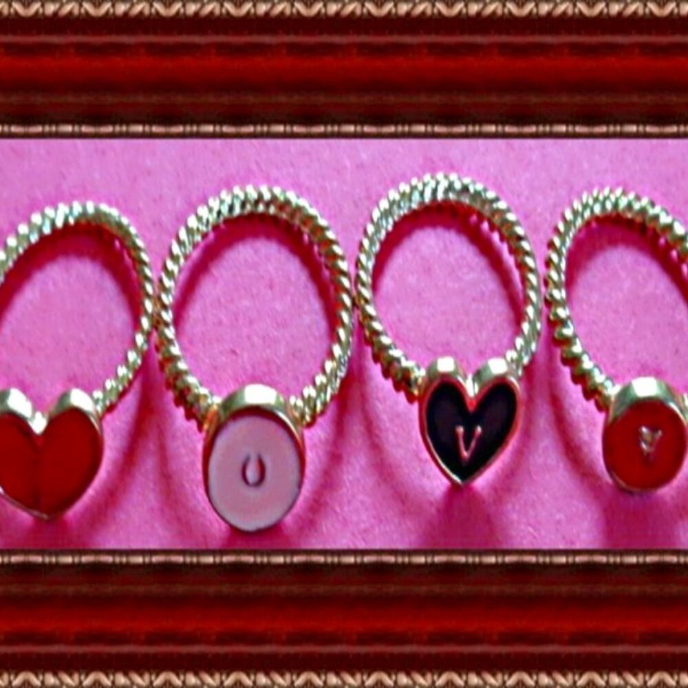 Heart Shaped Love Rings Size 5 6 & 7.5 For Girls/Teens Gift